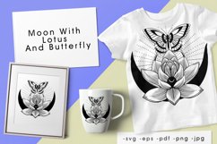 Boho illustration / Moon With Lottos And Butterfly Product Image 1