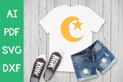 Moon SVG Design / Moon With Star Cut File Product Image 1