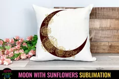 Moon With Sunflower Sublimation I Floral Moon Sublimation 