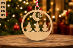 Moonlit Pine Forest Christmas Ornament Laser Cut SVG Product Image 1