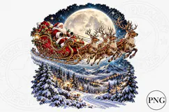 Moonlit Santa Sleigh & Reindeer PNG | Winter Wonderland Chri Product Image 1