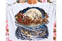 Moonlit Santa Sleigh & Reindeer PNG | Winter Wonderland Chri Product Image 2