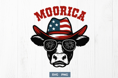 Moorica SVG PNG Funny Cow Patriotic Design 4th of July Farm Product Image 1