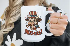 Moo-rica! Patriotic Cow Sublimation Design | 4th of July PNG Product Image 3