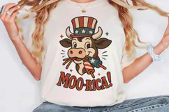 Moo-rica! Patriotic Cow Sublimation Design | 4th of July PNG Product Image 2