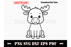 Cute Baby Moose Doodle Design SVG PNG DXF EPS PDF Product Image 1