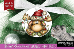 Moose Tangled In Christmas Lights Ornament PNG Funny Xmas Product Image 1