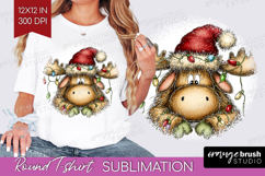 Moose Tangled In Christmas Lights Round Tshirt Background Product Image 1