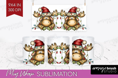 Moose Tangled In Christmas Lights Mug Wrap Funny Xmas Mug Product Image 1