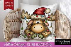 Moose Tangled In Christmas Lights Pillow Sublimation Funny Product Image 1