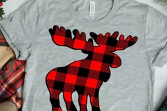 Buffalo Plaid Moose svg, Christmas svg Antlers Buck Product Image 2
