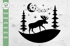 Moose SVG Christmas Night Scene SVG Product Image 1