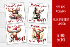 Wine Lover Christmas Coasters, Funny Moose with Wine PNG Product Image 1