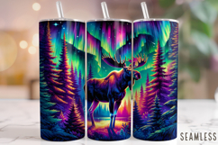 Moose Tumbler Wrap, Northern Lights Tumbler, Nature Tumbler Product Image 1