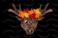 Moose with maple leafs wreath png, deer clipart sublimation Product Image 2