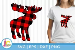 Buffalo Plaid Moose svg, Christmas svg Antlers Buck Product Image 1