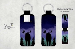 Moose Northern Lights Lip Balm Holder Sublimation Design Product Image 2