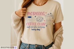 Morning Coffee Club Hand-drawn SVG PNG T-shirt Design Product Image 4