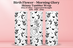 Morning Glory birth flower skinny tumbler sublimation wrap with high resolution and transparant background are for 20oz and 30oz skinny tumbler