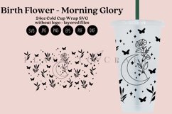 morning glory birth flower starbucks 24oz cold cup tumbler wrap svg presized template for tumbler venti suitable for cutting machine or sublimation