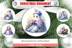 Morning Routine Coffee Ghost Ornament Product Image 1