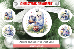 Morning Routine Coffee Ghost Ornament Product Image 1