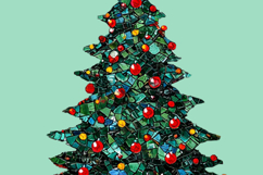 Mosaic Christmas tree Stained glass Sublimation png Xmas Product Image 2