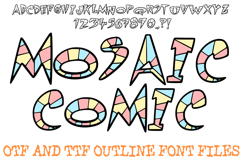 Mosaic Comic Alphabet Font Lettering ABC Cartoon OTF TTF Type by Squeeb Creative