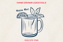 Hand Drawn Cocktail BUNDLE Line Art SVG | Vintage Drink PNG Product Image 7