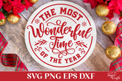 The Most Wonderful Time Round Christmas SVG Ornament Product Image 1