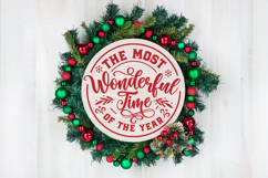 The Most Wonderful Time Round Christmas SVG Ornament Product Image 2
