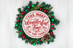 The Most Wonderful Time Round Christmas SVG Ornament Product Image 2