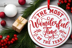 The Most Wonderful Time Round Christmas SVG Ornament Product Image 3