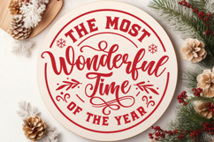 The Most Wonderful Time Round Christmas SVG Ornament Product Image 4