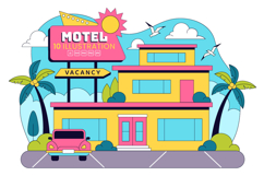 10 Retro Roadside Motel Illustration Product Image 1