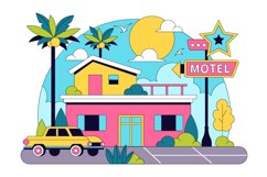 10 Retro Roadside Motel Illustration Product Image 4