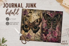 Vintage Moth Junk Journal Bifold grunge moth orchid paper Product Image 1