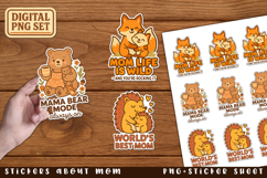 Cute Animal Mom Sticker PNG | Mother&#039;s Day stickers Product Image 1