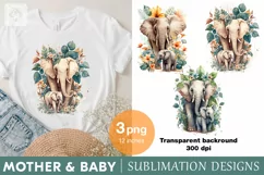 Elephant Mother & Baby sublimation. 3 png design Product Image 1