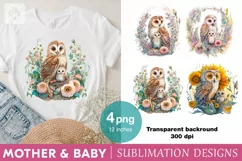 Mother & Baby Owls. 4 PNG sublimation Product Image 1