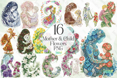 Mother &amp; Child Flowers PNG Sublimation Product Image 1