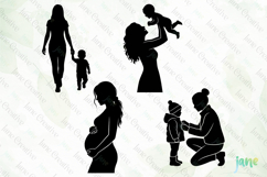 Mother &amp; Child Silhouette SVG PNG Product Image 1