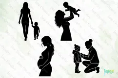 Mother & Child Silhouette SVG PNG Product Image 1