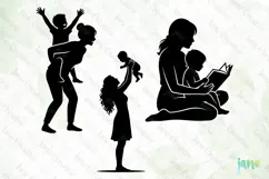 Mother & Child Silhouette SVG PNG Product Image 1