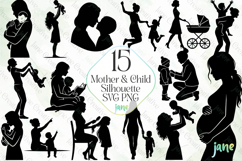Mother &amp; Child Silhouette SVG PNG Clipart Bundle Product Image 1