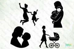 Mother &amp; Child Silhouette SVG PNG Product Image 1