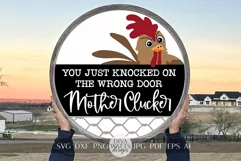 Funny Chicken SVG Chicken Door Hanger SVG Farmhouse svg Product Image 1