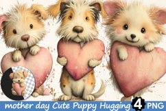 Mother's Day Cute Puppy Hugging Heart Product Image 1
