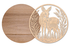 Mother Deer &amp; Fawn Laser Cut SVG Wall Decor Product Image 2