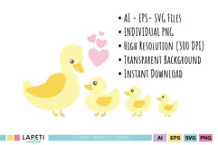 Yellow duck and duckling graphics with a sweet family theme